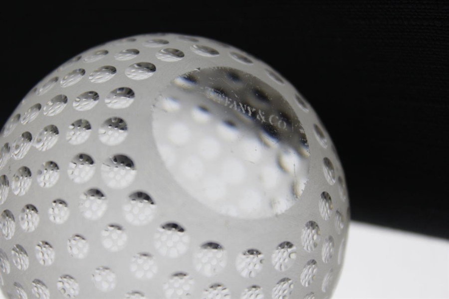 Tiffany & Co Luxury Leaded Crystal Art Glass Golf Ball Paperweight - Holes