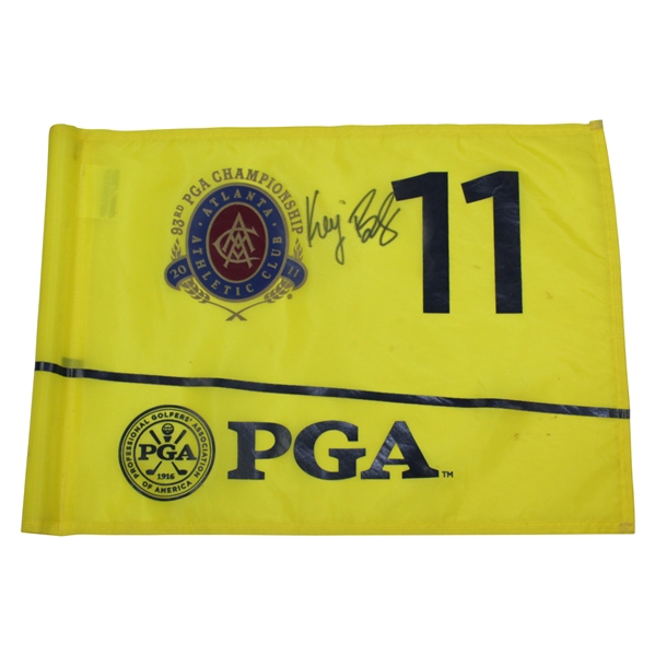 Keegan Bradley Signed 2011 PGA Championship at Atlanta Athletic Club Course Flag #11 JSA ALOA