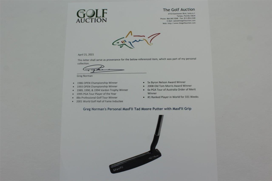 Greg Norman's Personal MaxFli Tad Moore Putter with MaxFli Grip