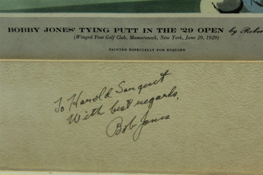 Bobby Jones Signed 1929 US Open Putt Framed Display to Harold Sargent - Jack Sargent Collection JSA ALOA