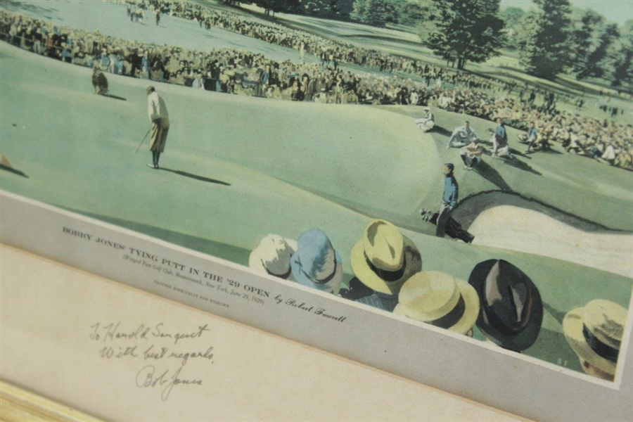 Bobby Jones Signed 1929 US Open Putt Framed Display to Harold Sargent - Jack Sargent Collection JSA ALOA