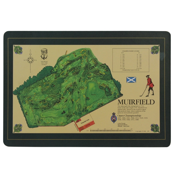 Muirfield Course 'Topographic' Layout Map Placemat - 1984