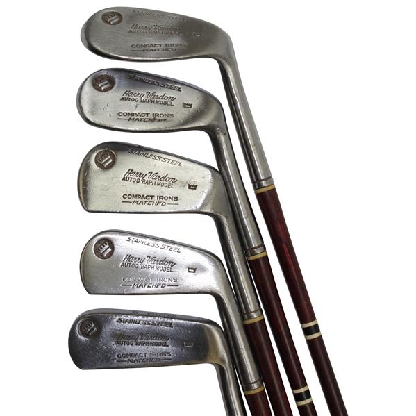 Harry Vardon Autogrpah Model Matched Compact Stainless Steel 2, 5, 7, 8 Irons & Putter