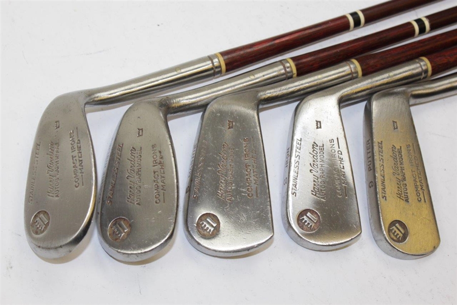 Harry Vardon Autogrpah Model Matched Compact Stainless Steel 2, 5, 7, 8 Irons & Putter