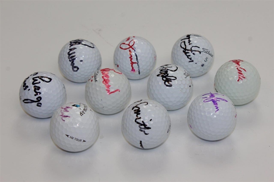 Ten (10) Signed Personal Tournament Used Golf Balls - Trevino, Floyd & more JSA ALOA