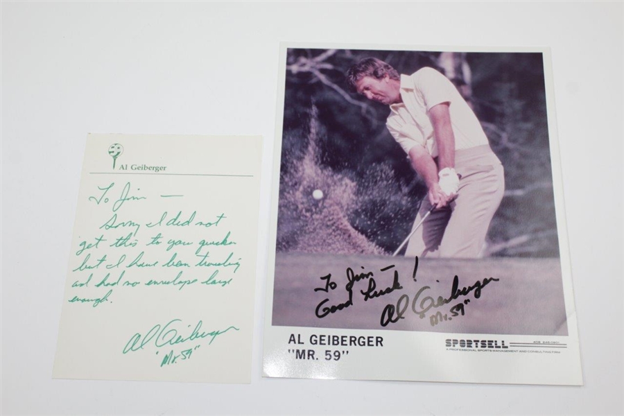 Al Geiberger Signed Replica Scorecard, 'Mr 59' Photo, & Handwritten Note with Ball JSA ALOA