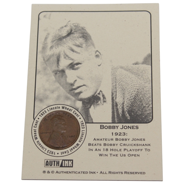 Bobby Jones 1923 Lincoln Wheat Cent Penny Card