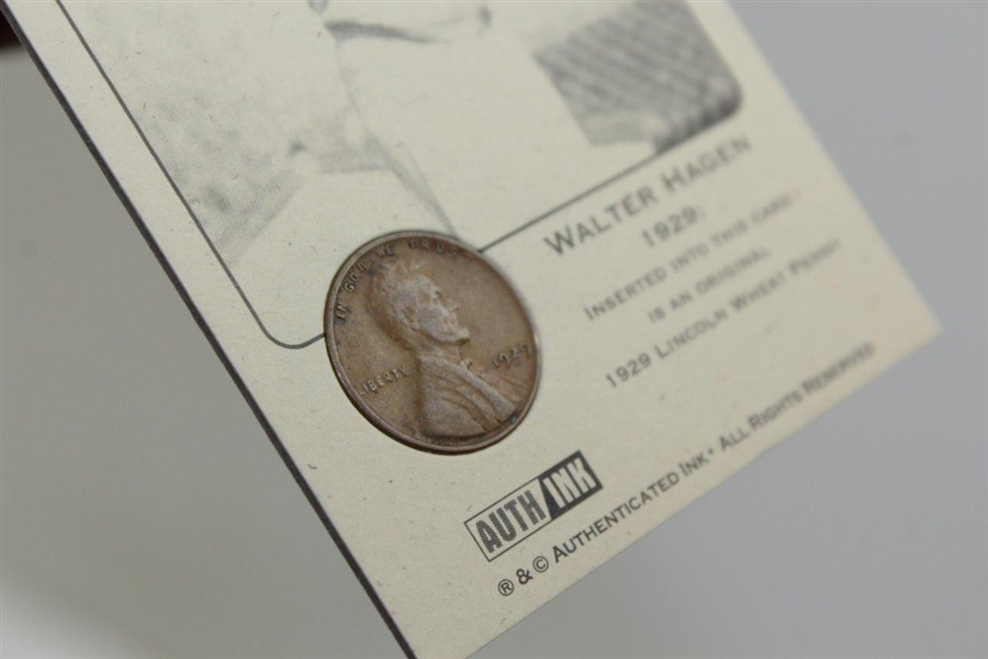 Walter Hagen 1929 Lincoln Wheat Cent Penny Card