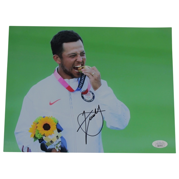 Xander Schauffele Signed Olympic Golf Medal Bite Photo JSA #QQ47975
