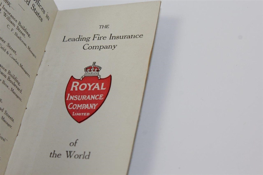 1908 Revised Rules of Golf Booklet Compliments of Royal Ins. Co. - Excellent Condition 