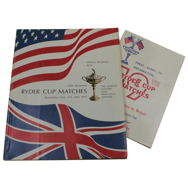 1971 Ryder Cup Matches at Old Warson CC Official Program with 1971 Press Guide