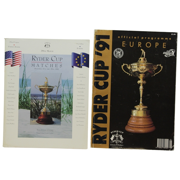 1991 Ryder Cup Matches at Kiawah w/1991 Europe PGA Ryder Cup Programs