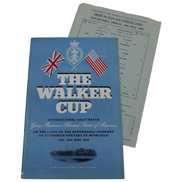 1959 The Walker Cup at Muirfield Official Program with Pairing Sheet - Nicklaus Contestant
