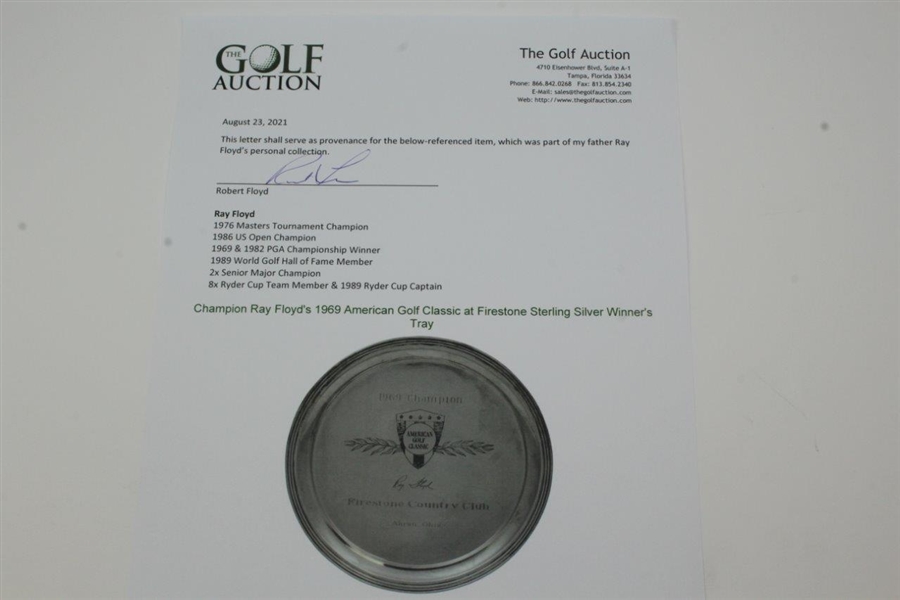 Champion Ray Floyd's 1969 American Golf Classic at Firestone Sterling Silver Winner's Tray