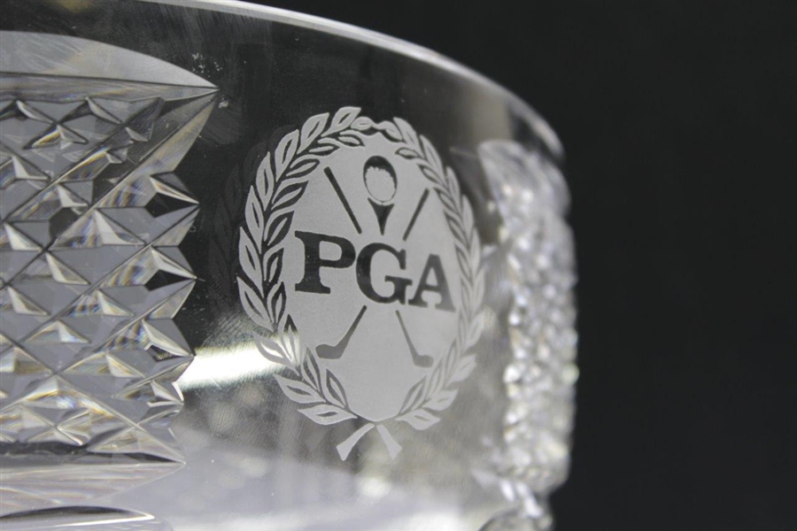Ray Floyd's PGA of America Logo Cut Glass Bowl on Fabric/Wood Plinth