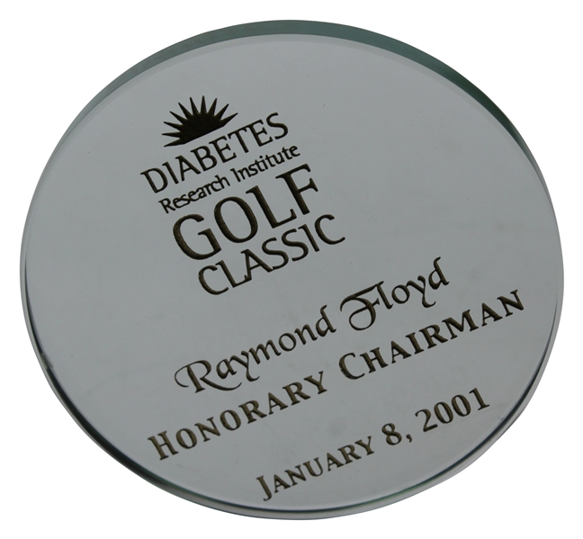 Ray Floyd's 2001 Diabetes Research Institute Golf Classic Honorary Chairman Glass Disc