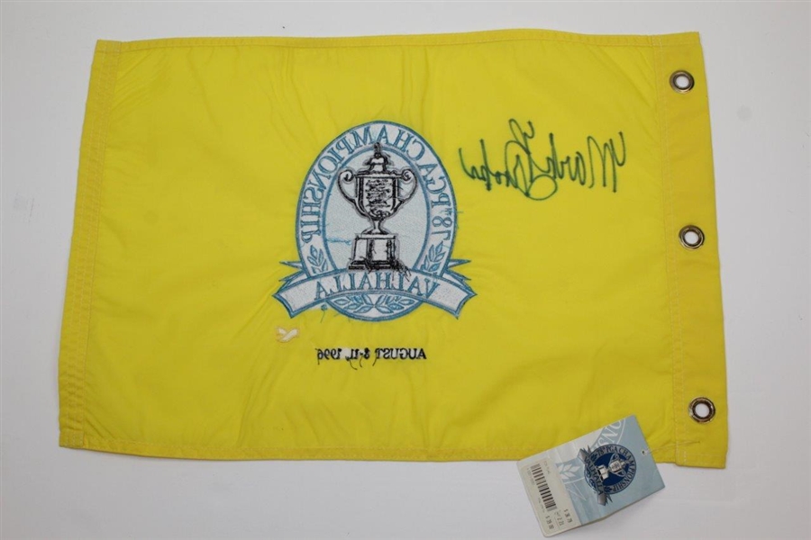 Mark Brooks Signed 1996 PGA at Valhalla Pinney Embroidered Flag with Tags JSA ALOA