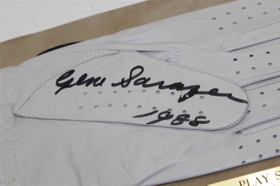 Gene Sarazen Signed Mounted White LH Golf Glove with '1988' & Nameplate JSA ALOA