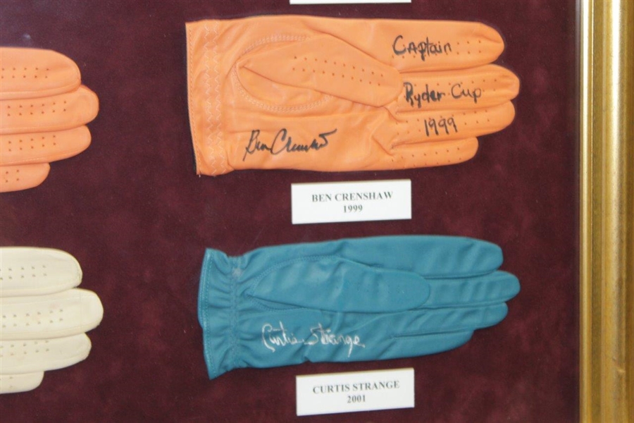 Nicklaus, Palmer, Snead, & 15 Others Signed 'Captains of the Ryder Cup' Gloves - Framed - WOW! JSA ALOA