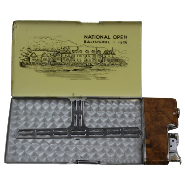1936 US Open Players Gift - Cigarette Case and Lighter In One-Depiction of Baltusrol Clubhouse