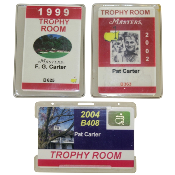 1999, 2002, & 2004 Masters Tournament Trophy Room Badges