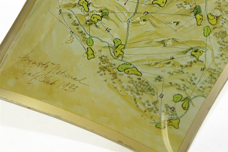 Augusta National Golf Club 1933 Alister Mackenzie Course Map Glass Tray