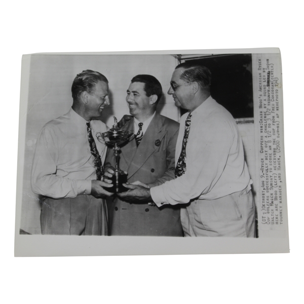 1943 Walter Hagen & Craig Wood Presenting 'The War Years Ryder Cup' at Detroit Golf Club