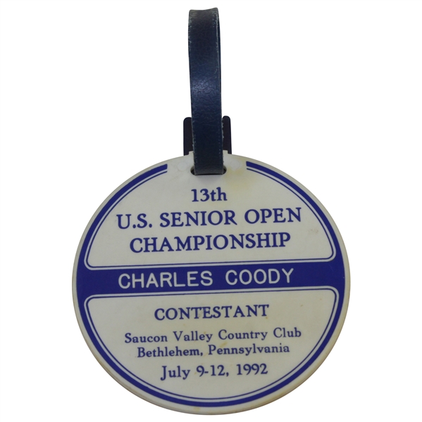 Charles Coody's 1992 US Senior Open Championship Contestant USGA Bag Tag