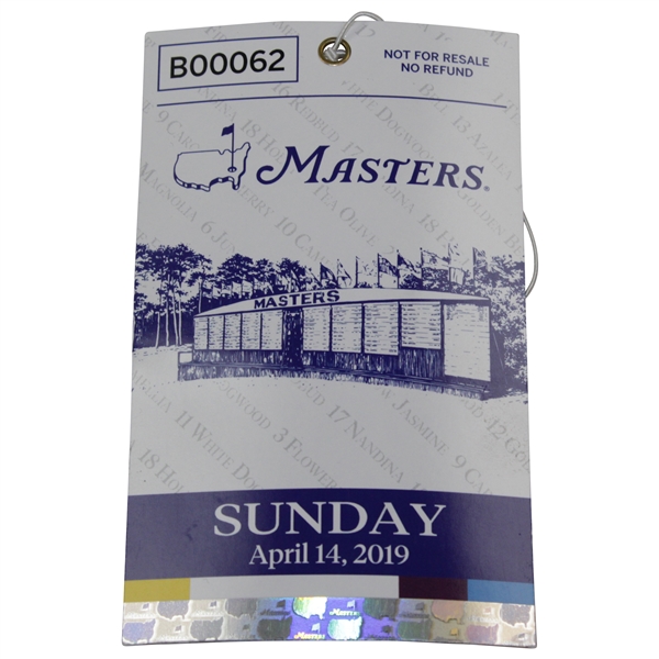 2019 Masters Tournament Sunday Final Rd Ticket #B00062 - Tiger Woods' 5th Masters Win!