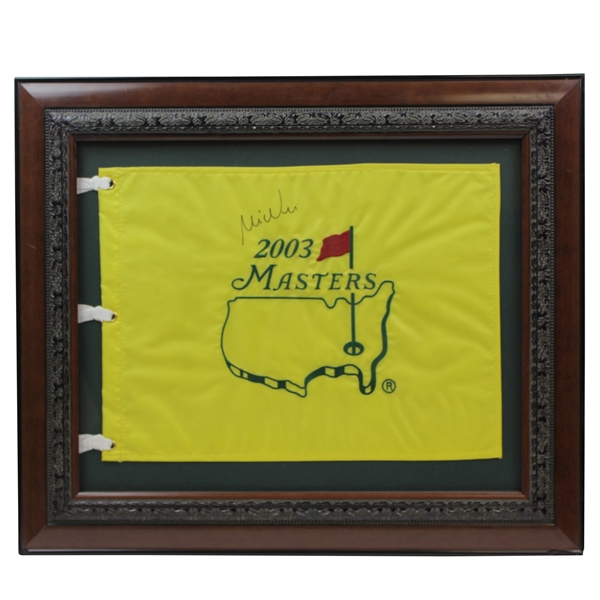 Mike Weir Signed 2003 Masters Embroidered Flag - Deluxe Framed JSA ALOA
