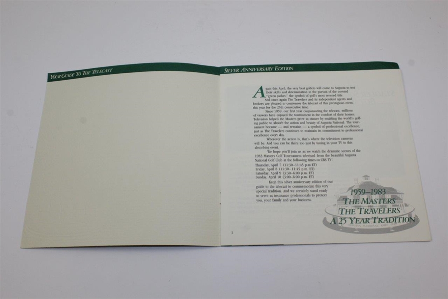 1983 Masters Telecast Booklet -  Trophy Depiction On Cover