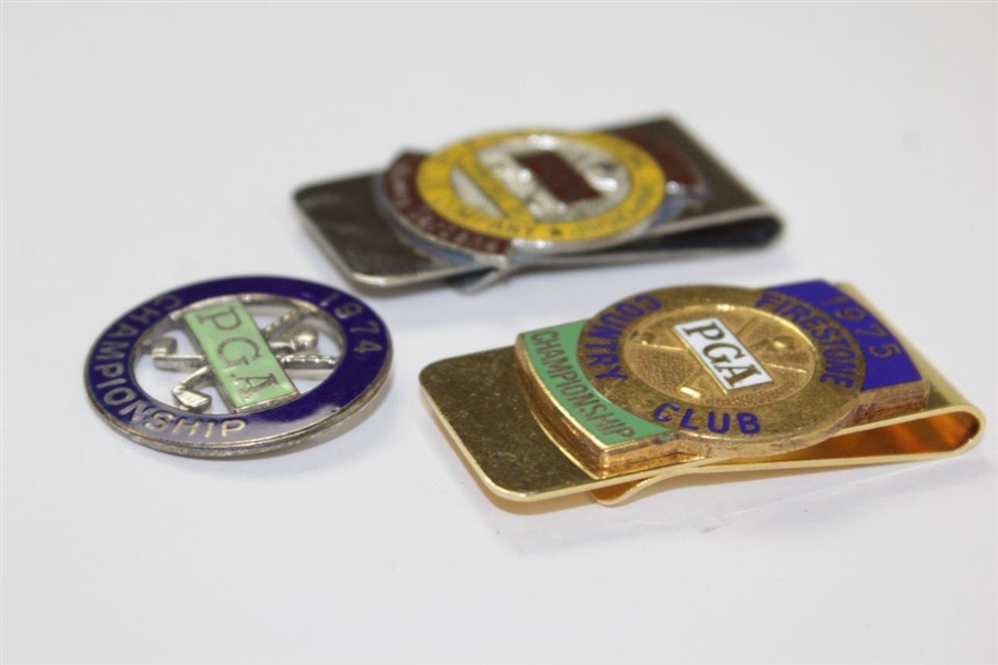 1974, 1975, & 1978 Championship Money Clips/Badges - PGA & Club Professional Championships