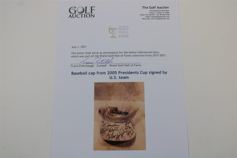 Woods, Nicklaus & US President's Cup Team Signed White Logo Hat - World Golf Hall of Fame Collection JSA ALOA