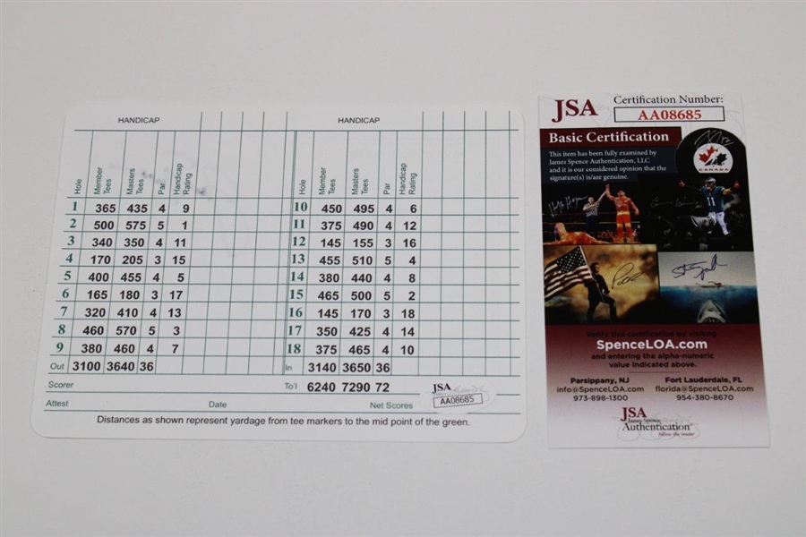 Jack Nicklaus Signed Augusta National Golf Club Scorecard JSA #AA08685