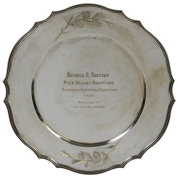 1923 Pine Valley GC Member Gifted Sterling Plate to Amateur National Champ Maxwell R. Marston