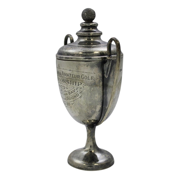 1923 British Columbia Amateur Championship at Oak Bay Qualifying Round Sterling Silver Trophy with Lid