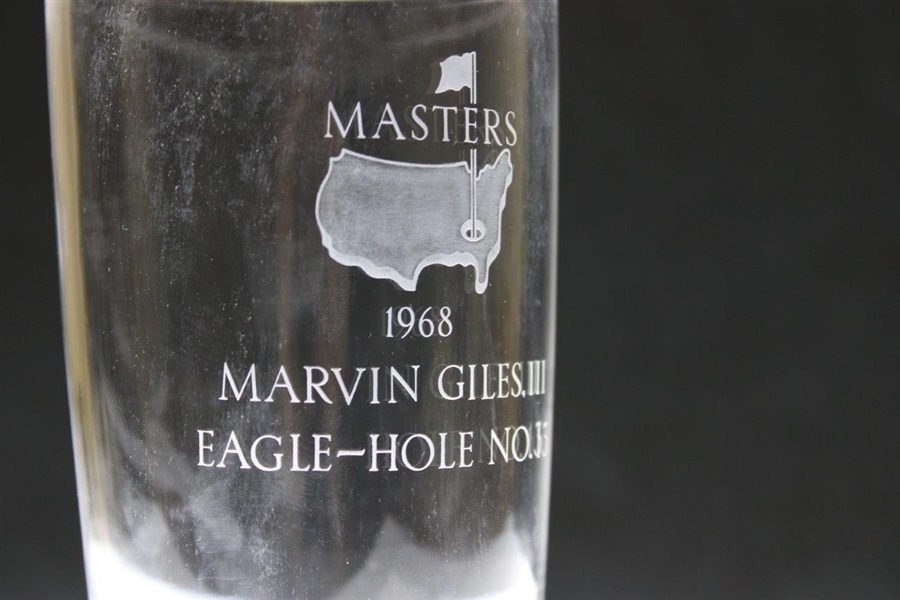 Vinny Giles' 1968 Masters Tournament Hole No. 13 Eagle Glass with Original Sleeve - Low Amateur