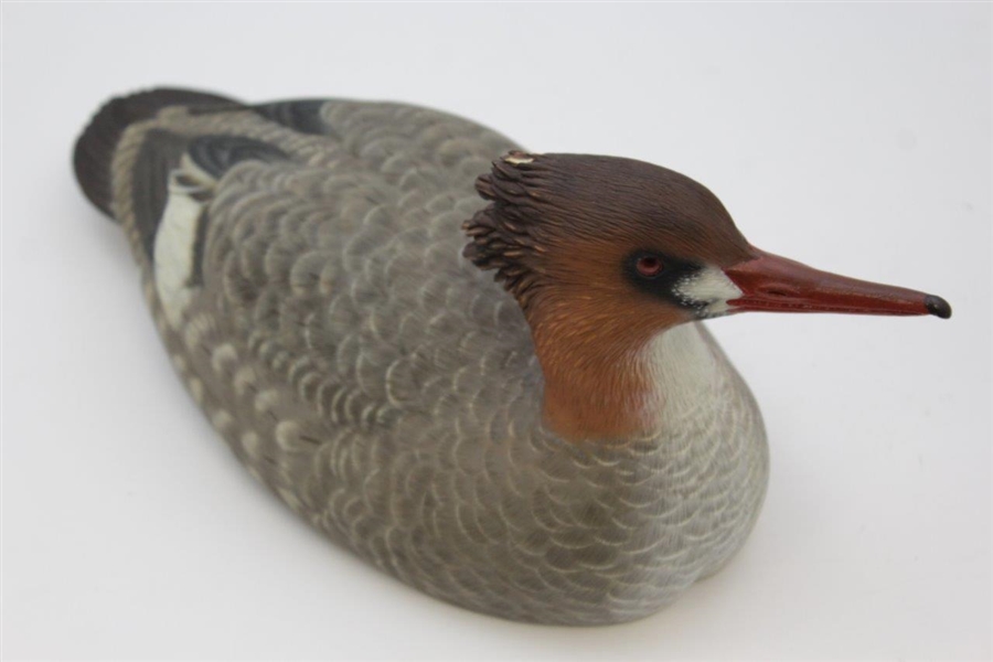 Ray Floyd's Carved Wooden Red Bill Full Size Duck Decoy by Master Carver Warren Saunders
