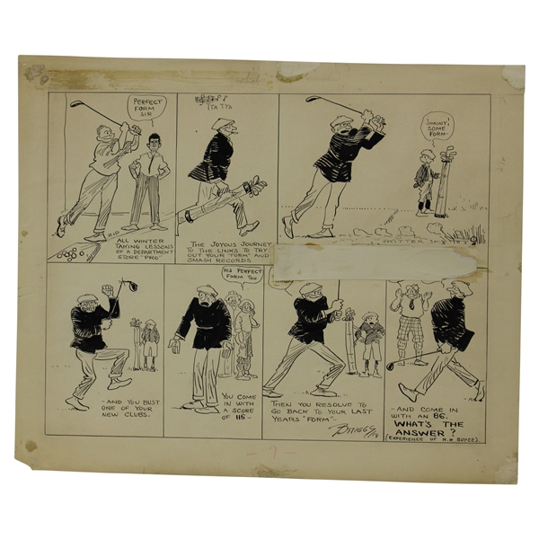 Original Clare Briggs Pen & Ink 'What's The Answer' Cartoon Strip - 1918