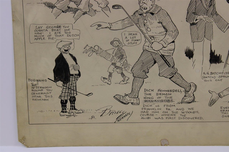 Original Clare Briggs Pen & Ink 'And They Say Golf Isn't A Talking Game' Cartoon Featuring 'Golf' Book Depiction Illustration