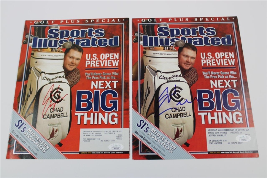 Annika Sorenstam Signed Golf For Men Magazine JSA #PP58207, Chad Campbell Signed 2003 Sports Illustrated JSA #PP58513, Kenneth Ferrie Signed 2007 Sports Illustrated JSA #NN70560, And Chad Campbell Si