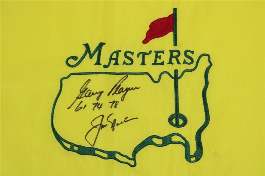 Jack Nicklaus & Gary Player (Dates Won) Signed Masters Undated Flag JSA #BB22746