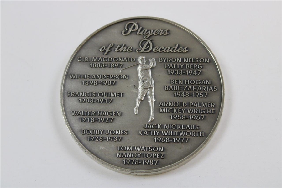 Players of the Decade 1888-1988 Centennial of Golf America Medallion with Stand