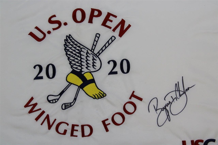 Champion Bryson Dechambeau Signed 2020 US Open at Winged Foot Embroidered Flag JSA #QQ22973