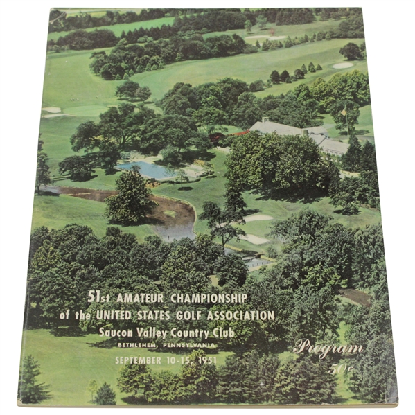1951 US Amateur Championship at Saucon Valley Country Club Official Program - Billy Maxwell Winner