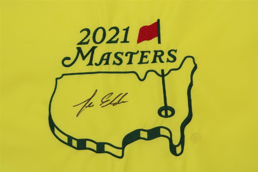 Lee Elder Signed 2021 Masters Tournament Embroidered Flag JSA ALOA