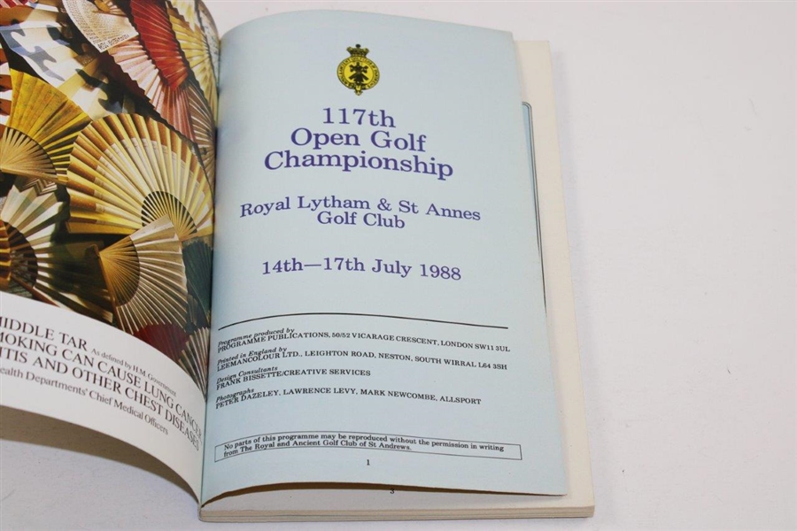 Nick Faldo Signed 1988 OPEN Championship at Royal Lytham & St. Annes Program JSA ALOA