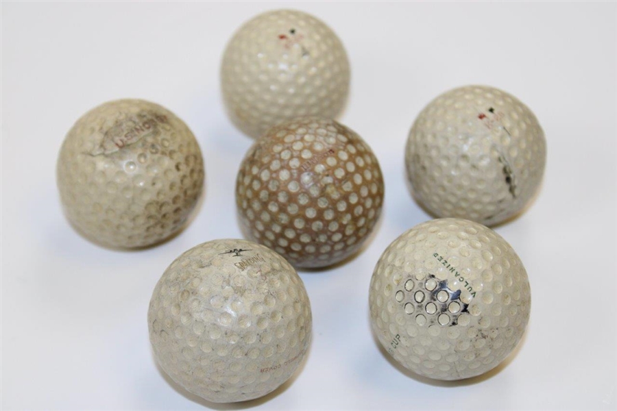 Groupf of Six (6) Vintage Dimple Golf Balls - Walker Cup, Nobby, Air Flite & others