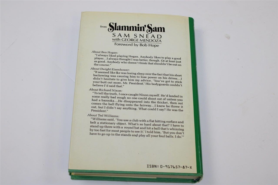 Sam Snead Signed & Personalized 1986 'Slammin Sam' Book by George Mendoza JSA ALOA