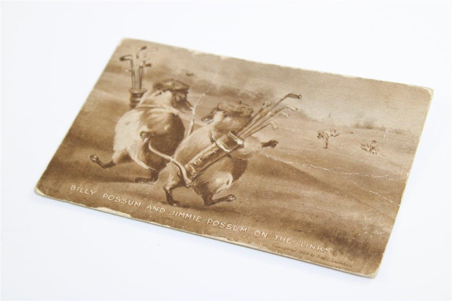 Billy Possum & Jimmie Possum on the Links Cup & 1909 Postcard - In Honor Of Pres. Taft